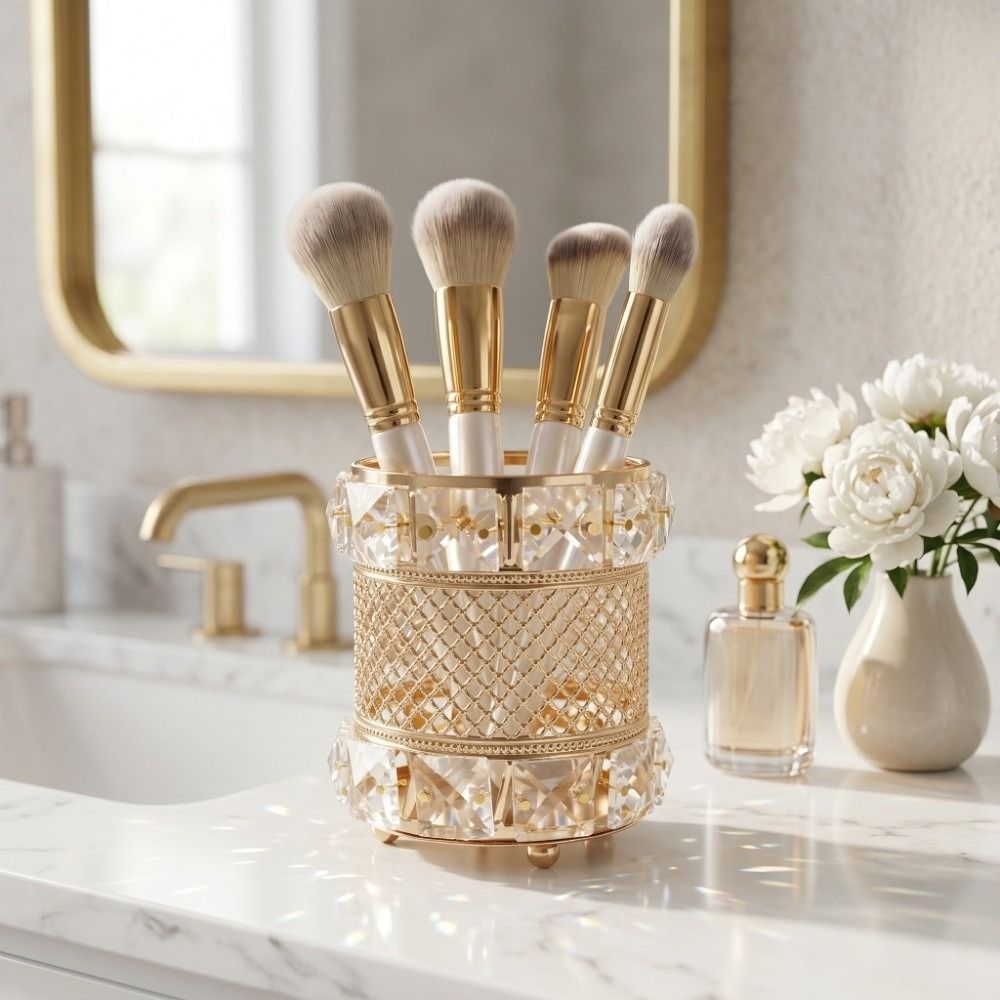 Goldener Make-up-Pinselhalter- – Luxury Skincare And Makeup Brands Bewertung und Preis